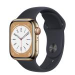 Apple Watch Series 7 (2021) GPS + Cellular 45 mm - Stainless steel Gold - Sport band Black