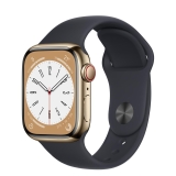 Apple Watch Series 7 (2021) GPS + Cellular 45 mm – Stainless steel Gold – Sport band Black