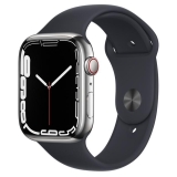Apple Watch Series 7 (2021) GPS + Cellular 45 mm – Stainless steel Silver – Sport band Black